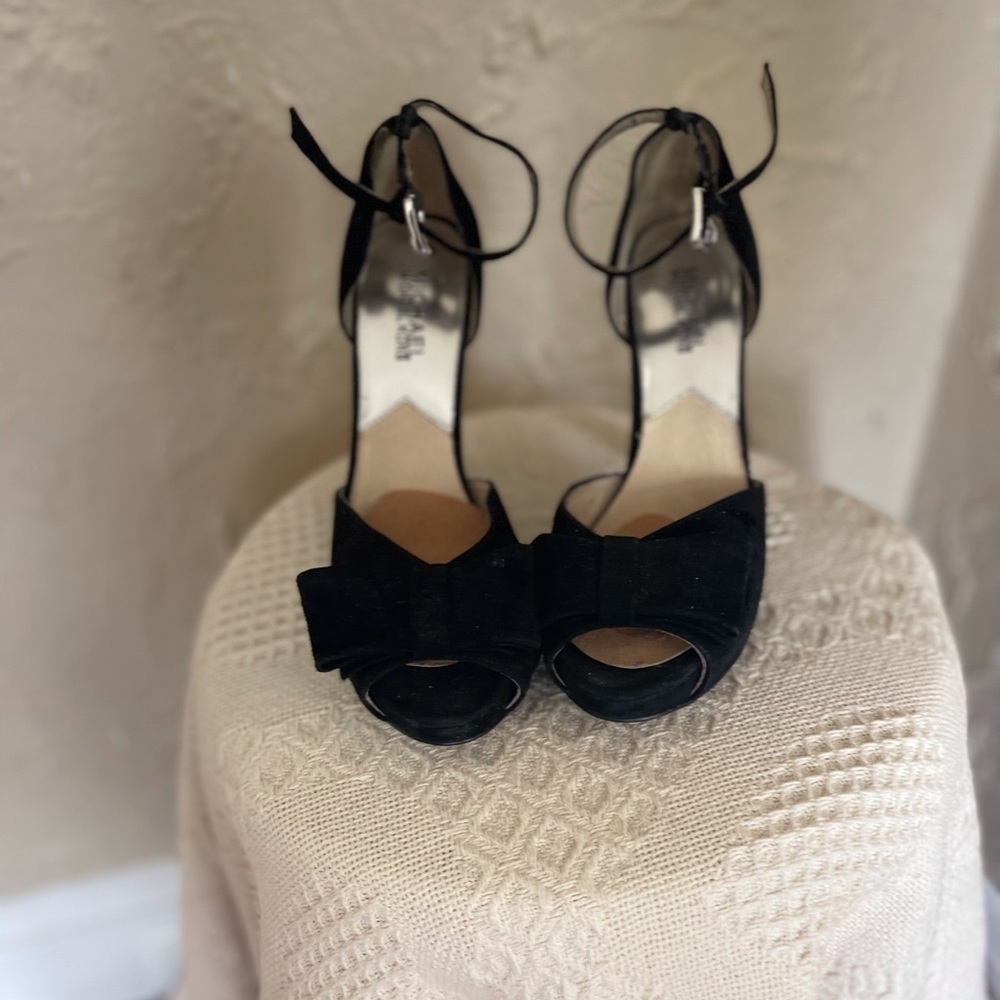 Michael Kors black suede ankle strap sandals